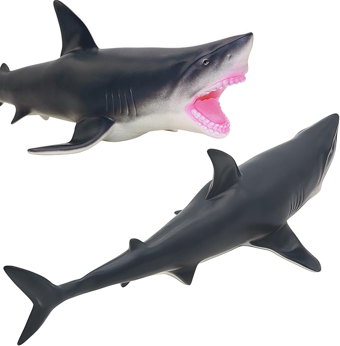 Gemini&Genius Sea Animal Great White Shark Action Figure Soft Rubber Swimming Pool Bathtub Toys, Realistic 18'' Length Ocean Animal Swordfish Educational and Role Play Toy for Kids