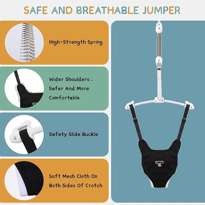 2 in 1 Baby Jumper with Toddler Swing, Baby Jumpers and Bouncers,Indoor Outdoor Toddler Swing Set, Cotton