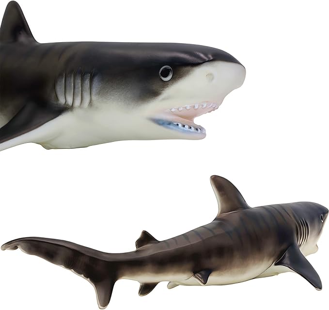Gemini&Genius Sea Animal Tiger Whale Action Figure Soft Rubber Swimming Pool Bathtub Toys, Realistic Ocean Animals Orcas Educational and Role Play Toys for Kids and Collectors