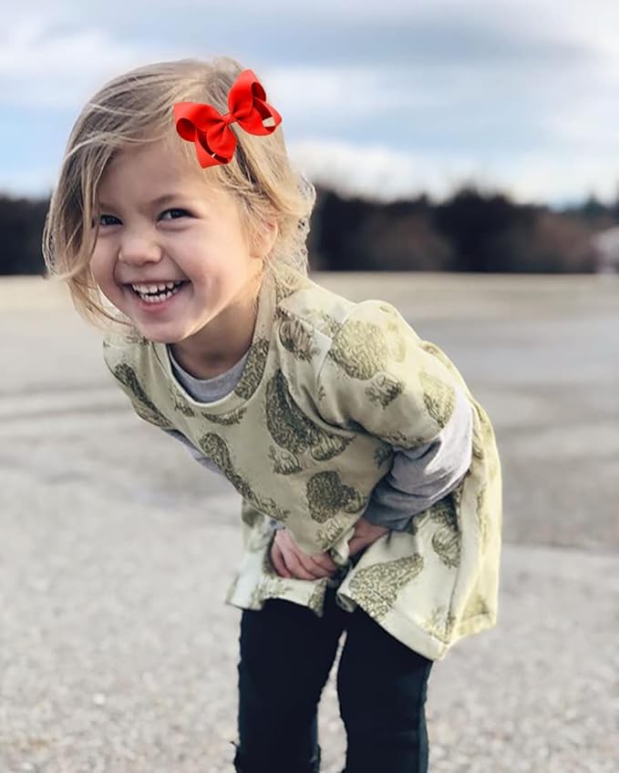 2 PCS 3inchs Hair Bows for Girls Grosgrain Ribbon Hair Bow Alligator Clips Hair Accessories for Baby Girls Toddlers(Red)