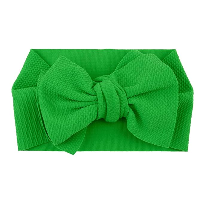 Baby Girl's 8'' Soft Big Bow knot Nylon Headband Toddler Hairband for Photography Travel Party Festivals (Green)
