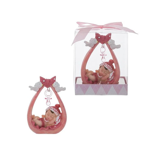 Lunaura Baby Keepsake - Set of 12 Girl Baby Sleeping Under Pacifier Favors - Pink