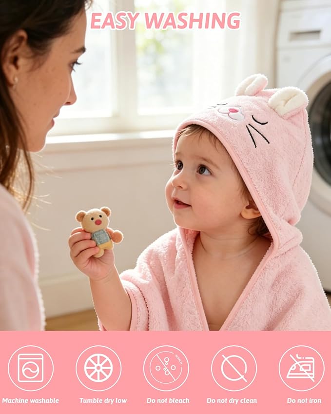Personalized Baby Bath Towels for Newborn, Custom Cute Animal Hooded Towels with Embroidered Name,Soft Coral Fleece Blanket For Toddlers 1-3,Highly Absorbent Bathrobe Blanket Gifts for Boys & Girls