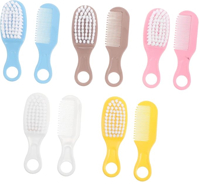 VICASKY 5sets Bath Brush and Comb Newborns Toddlers Soft Bristle Hairbrush and Cradle Cap Treatment Gentle Scalp Massage Tool