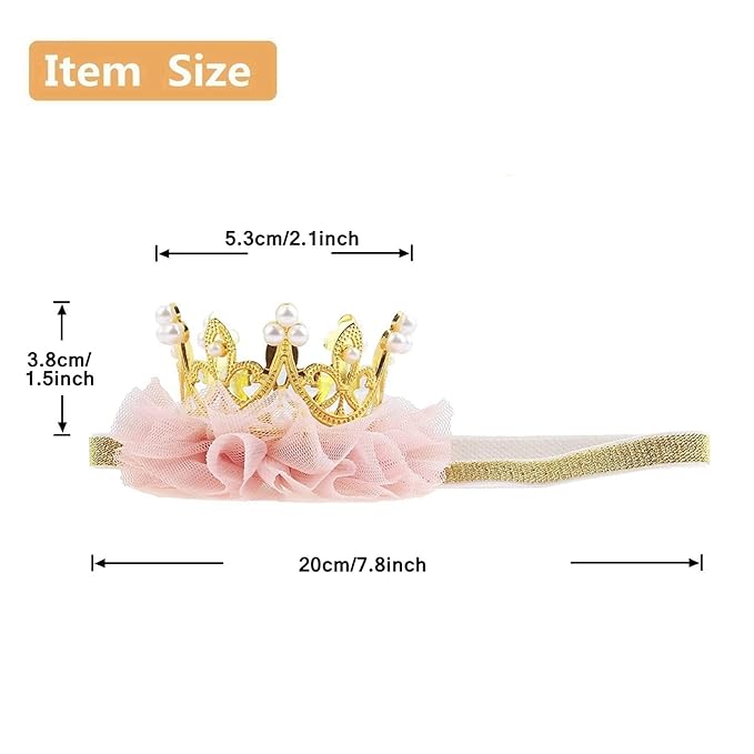 Nishine Princess Toddler Girls Crown Tiaras Baby Elastic Birthday Party Crown Headband Photo Props Gift (Pear&Gold)