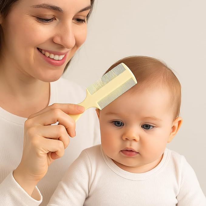 Vakly Fine Tooth Comb (3 Pack) – Double-Sided Baby Comb with Handle, Extra Fine Lice & Dandruff Comb for Cradle Cap, Newborns, Toddlers & Adults
