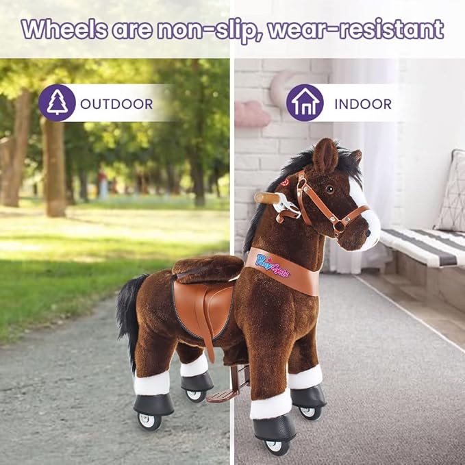PonyCycle Horse Ride on Toy for Toddlers Boy Toys Classic Model U (with Brake/ 30" Height/Size 3 for Age 3-4) Giddy up Riding Horse Rocking Horse Rides Chocolate Brown Ux321