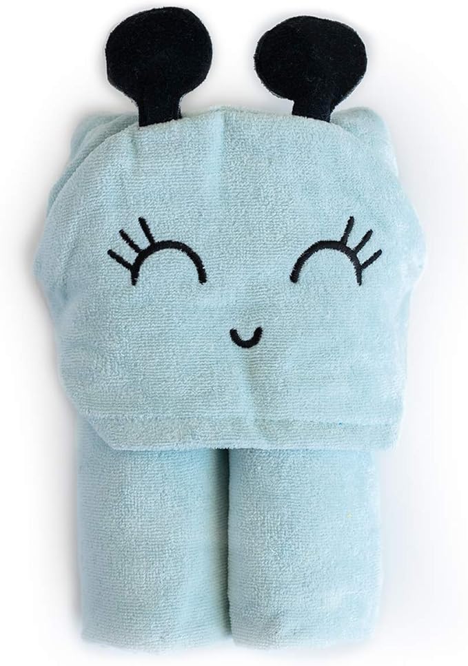 Milk&Moo Baby Hooded Towel, 100% Organic Turkish Cotton, Ultra Absorbent Bath Towel with Hood, 27x47 Inch, for Baby Boys & Girls (0-2 Years, Blue)
