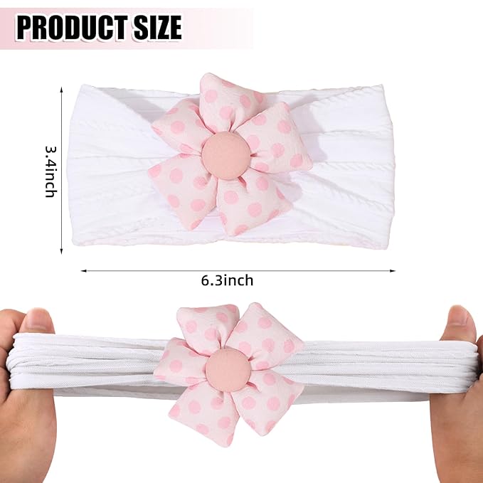 MIUXUESO 3 Pcs Baby Flower Headbands Baby Girls Nylon Headband Soft Hairbands Hair Accessories for Newborn Infant Toddler Kids (Yellow Pink White)