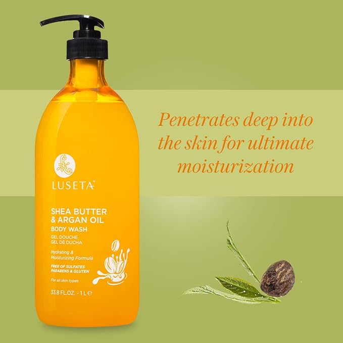 Luseta Shea Butter & Argan Oil Body Wash, Moisturizing Body Wash Formulated for Dry Skin Normal Skin Combination Skin 33.8oz