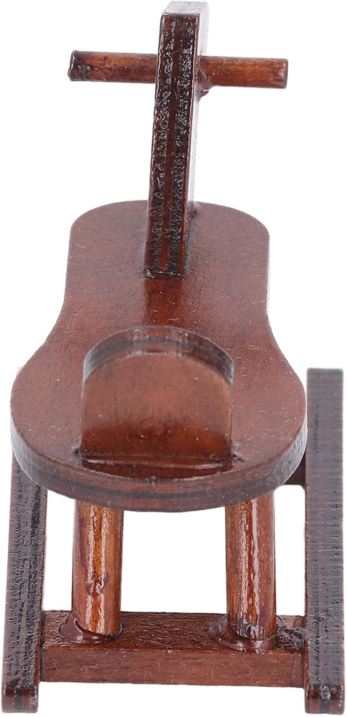 Miniature Wooden Horse, 1:12 Scale Doll House Rocking Horse Doll House Wooden Rocking Simulation Cockhorse for Accessory (Brown)