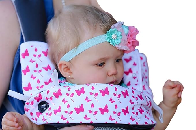 Drool and Teething Pad Reversible Organic Cotton 3-Piece Set for Ergobaby Four Position 360 Baby Carrier (Pink and White Butterflies)
