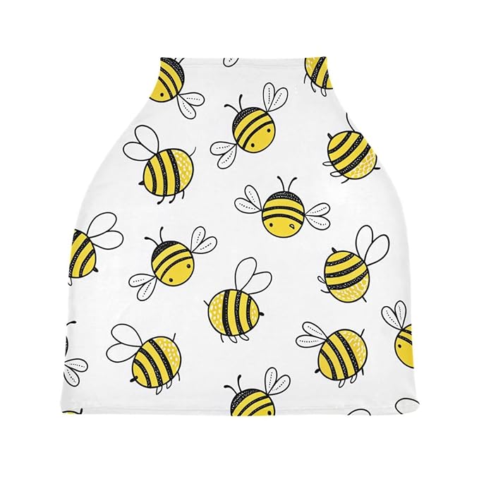Blueangle Flying Bumble Bees Infant Car Seat Cover, The Stretchy Nursing Scarf, Car Seat Canopy, Shopping Cart Cover and High Chair Cover