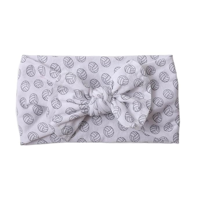 BBTDIN Baby Girls Volleyball Headband Turban Baby Volleyball Hair Band Bowknot Baby Volleyball Hair Bow BTB11 (A-White, Free Size)