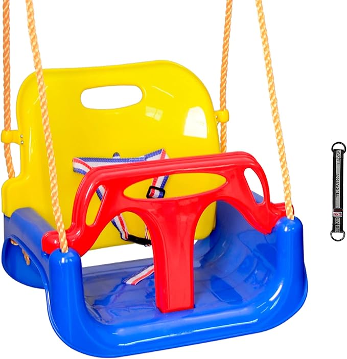 RedSwing 3-in-1 Baby Swing Seat, Toddler Swing, Anti-Flip Snug & Secure Detachable Infants to Teens Kids Swing Seat for Outside Playground, Blue