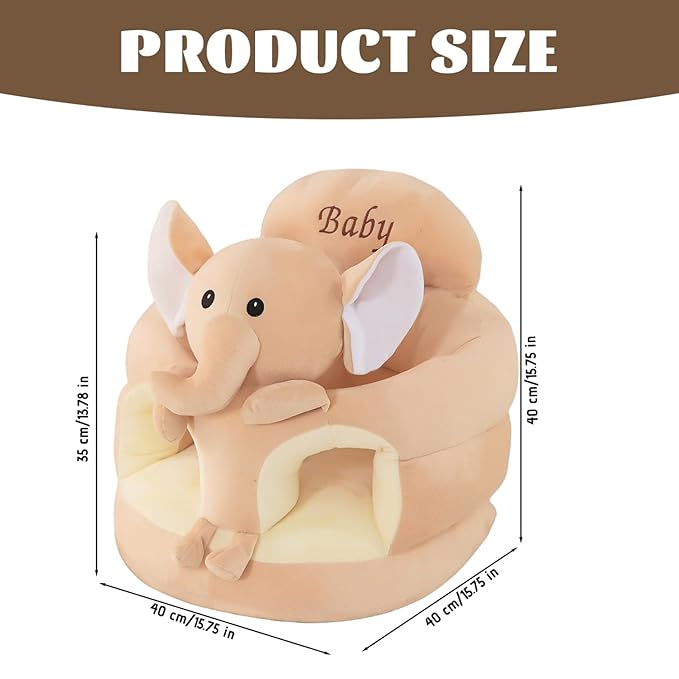 Baby Floor Seat, 17.7 Inch Cute Elephant Learn to Sit Baby Seat with Thickened Support Plate, Soft ＆ Elastic for Toddler