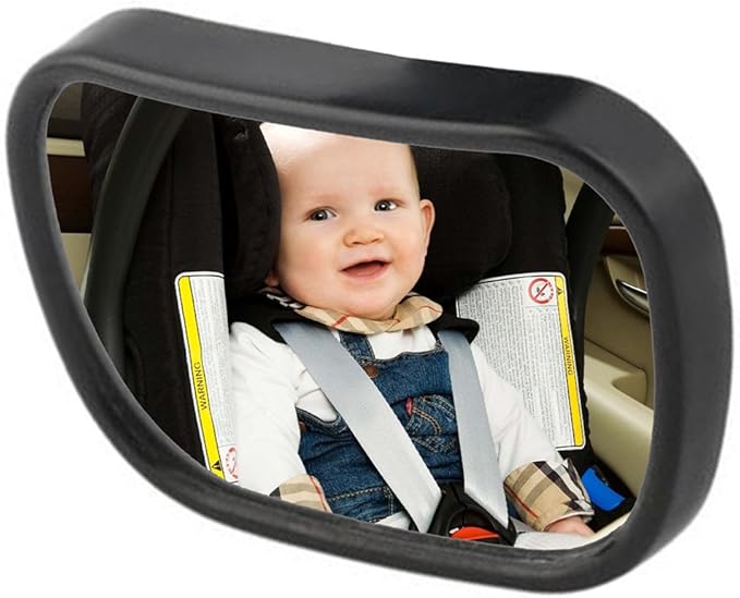 Car Interior Accessories, Universal Adjustable Car Rear Seat View Mirror Child Safety with Clip Sucker Car Decoration Gift, Black