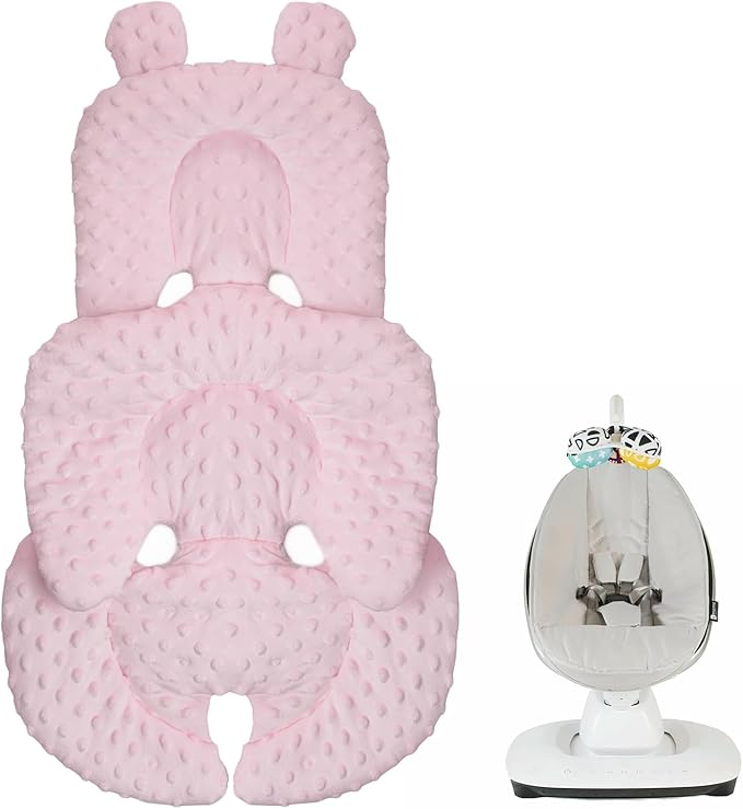 Infant Insert Compatible with 4moms Mamaroo Swing and Graco Swing, Newborn Insert for Baby Swing, Rocker, Bouncer, Portable and Washable, Reversible Body Support Cushion, Cotton & Mesh Material, Pink
