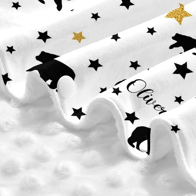 Personalized Black Bear Baby Infant Car Seats Canopy for Babies with Name, Custom Multi-use Blankets for Baby Boys Girls, Peekaboo Minky Nursing Breastfeeding Stroller Cover Canopies for Newborn