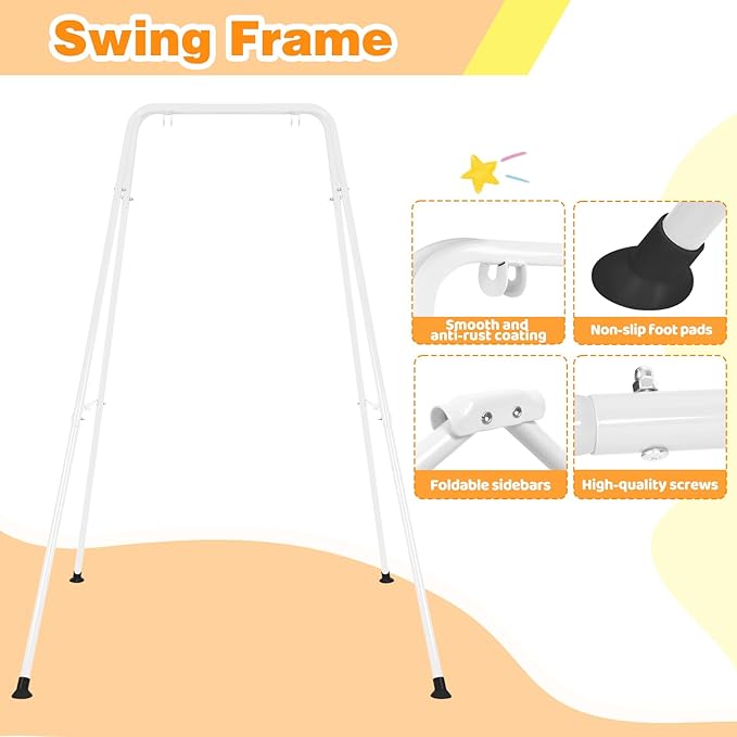 Baby Jumper, Indoor&Outdoor Baby Bouncer, Infant Jumper with Adjustment Strap for Boys Girls, Exercise Saddle Seat for Backyard, Easy to Assemble & Store (White)