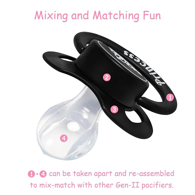 LittleForBig Bigshield Generation-II Adult Sized Printed Pacifier Princess Crown Pattern Black