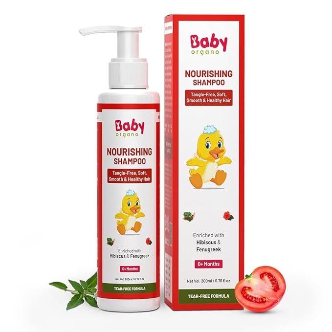 Baby Organo Ayurvedic Bhringraj, Lemon Tear Free Baby Shampoo for Newborns and Kids Promotes Healthy Shiny, Smooth, Silky & Soft Shampoo 6.76 fl oz (Pack of 1)