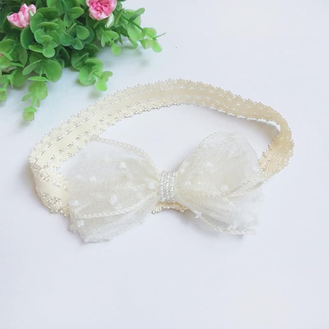 Baby Girls Cute Lace Bow Headband Soft Cotton Elastic Hair Accessories for Toddlers Newborns Ideal for Birthdays Baby Shower Photoshoots Special Occasions