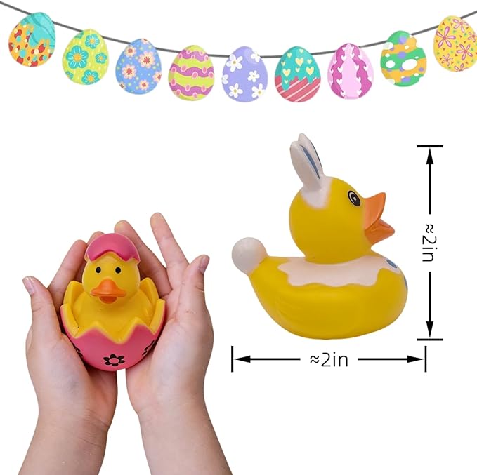 36pcs Easter Rubber Ducks Bulk, 2 Inch Assorted Easter Themed Duckies for Jeep Ducking, Bath Toys, Easter Egg Hunt, Basket Stuffers, Classroom Prizes, Party Favors Gifts for Kids