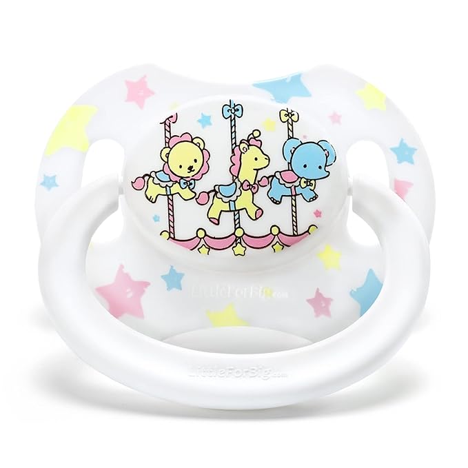LittleForBig Bigshield Generation-II Adult Sized Pacifier White Little Circus Carousel Pattern