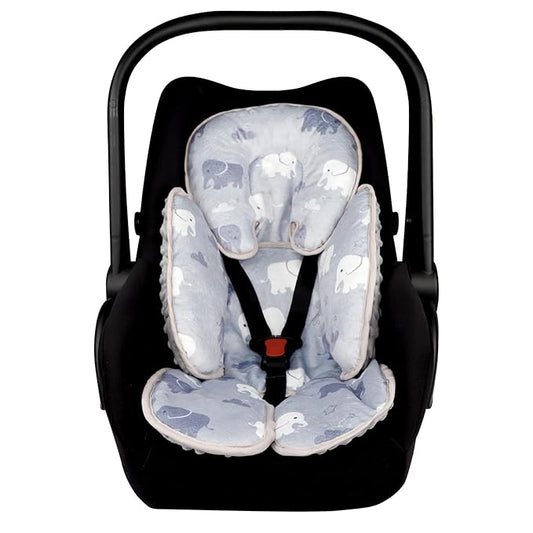 TANOFAR Infant Car Seat Head Support, Soft Baby Carseat Head & Body Support, Grey Elephant Baby Car Seat Insert Cushion for Newborn Boys