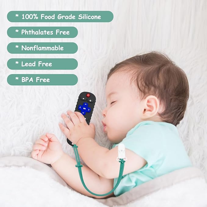 Baby Teether Toys - TV Remote Control Shape Silicone Toddler Teething Toys for Babies 6-12 Months