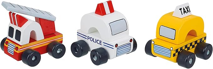 Orange Tree Toys New York Vehicles | Hand Painted Colorful Wooden Toy for Toddlers Age 12m+, Sustainably Made, Set of 3