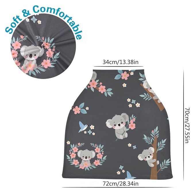 Koala Nursing Cover Breastfeeding Scarf, Cute Cartoon Koala Car Seat Covers for Babies Infant, Stroller Cover, Carseat Canopy for Boys Girls