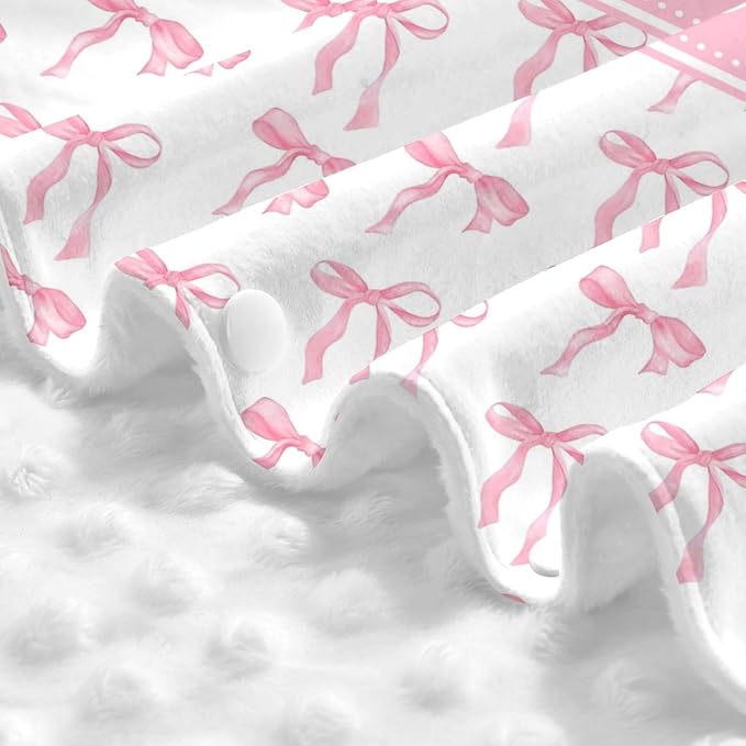 Personalized Baby Car Seat Canopy with Name – Custom Pink Bow Minky Nursing Cover for Girls, Soft Stroller Cover for Infants & Newborns, Carseat Canopy for Breastfeeding