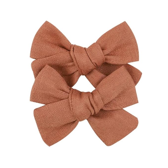 3.2'' Girls Rufous Linen Hair Bows Clips - Alligator Clips Hair Accessories for Little Girls, Toddlers, Kids, and Teens
