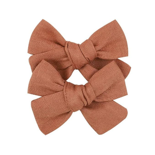 3.2'' Girls Rufous Linen Hair Bows Clips - Alligator Clips Hair Accessories for Little Girls, Toddlers, Kids, and Teens