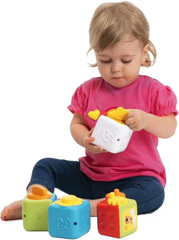 Chicco Set of 4 Colourful Animal Blocks Stacking for Sensory Pleasure, Crafts and Logic Activities Toys for Kids, 10-36 Months