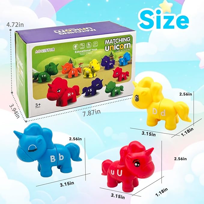 Alphabet Learning Toys, Unicorn Color Matching Letter Game for Toddlers,Montessori Fine Motor Skills Preschool Learning Toys for 2 3 4 Years Old (13Pcs Unicorn)