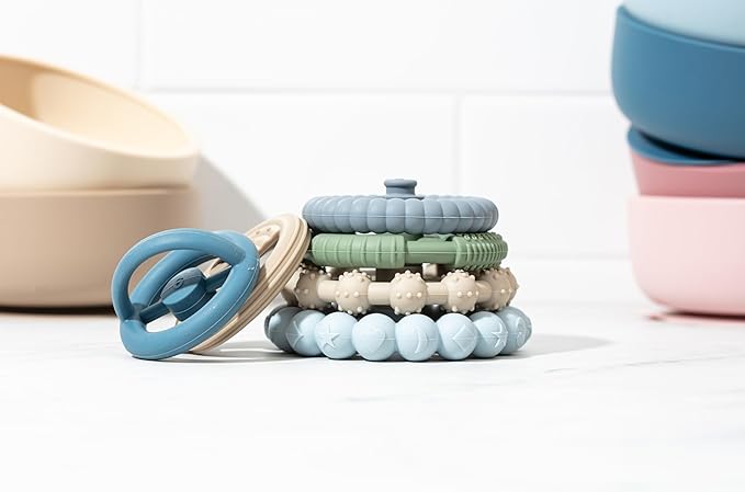 Sperric Silicone Stacking Toy – Premium Stacking Teethers - Interactive and Fun Baby Stacking Toys - Teeth Soothing for 6-12 Month, Blue