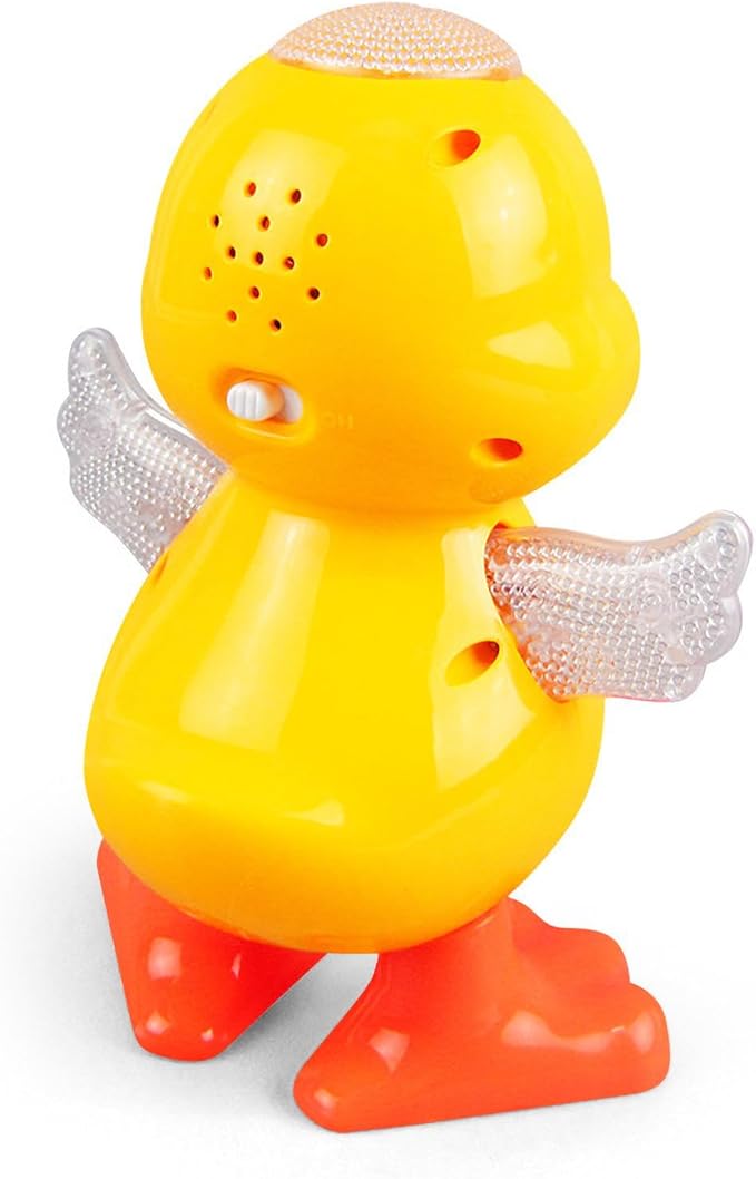 Duck Toy for, Dancing Yellow Duck, Battery-Operated Cartoon Animal with LED Light, for Early Crawling Practice Stroller Floor Exploration Playtime Home Car Seat