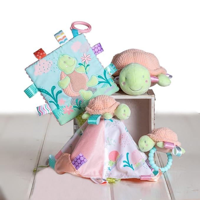 Taggies Soft Baby Rattle with Soothing Teether Ring and Sensory Tags, 6-Inches, Tippy Turtle