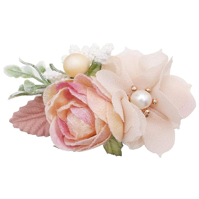 Flower Hair Clips Set for Baby Girl Lightweight Floral Hair Bow Accessories with Boutique Fully Lined Alligator Clip for Toddler Teens Gifts (AB)