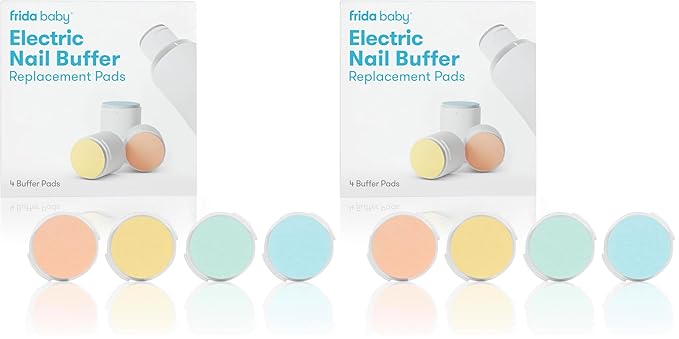 Frida Baby Electric Nail Buffer Replacement Pads | Safe + Easy Grooming, Trimming, and Nail Filing for Newborn, Toddler, or Children's Fingernails and toenails, 4 Buffer Pads (Pack of 2)
