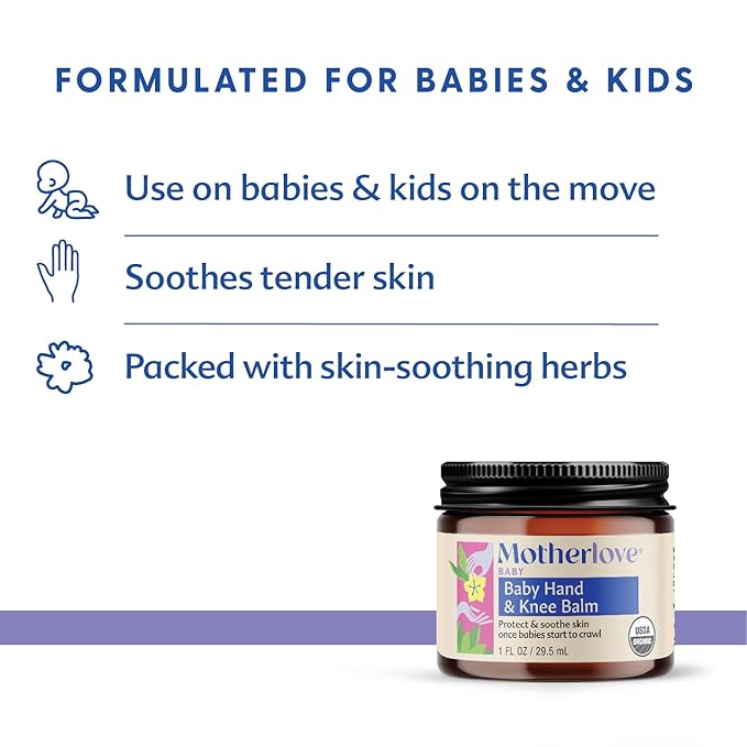 Motherlove Baby Hand & Knee Balm (1 oz) Herbal Ointment for Crawling Babies—Organic, non-GMO, & Cruelty Free