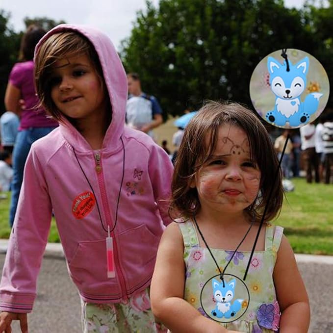 Sensory Chew Necklaces for Kids, Boys, and Girls - 2 Pack Fox Silicone Chewy Toys for Autism, ADHD, SPD, Chewy Oral Motor Chewing Toy for Adults Blue&Grey