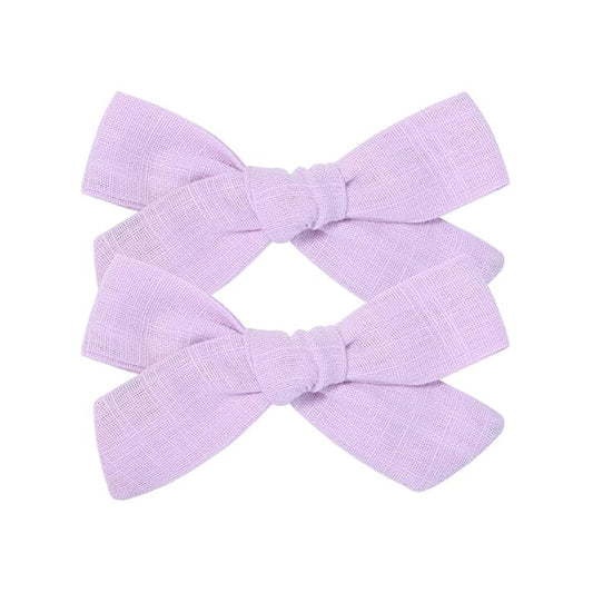 3.2 Inch Linen Baby Girl Hair Clips, Hair Bows for Toddler Kids, Alligator Clip Hair Accessories for Babies, Purple