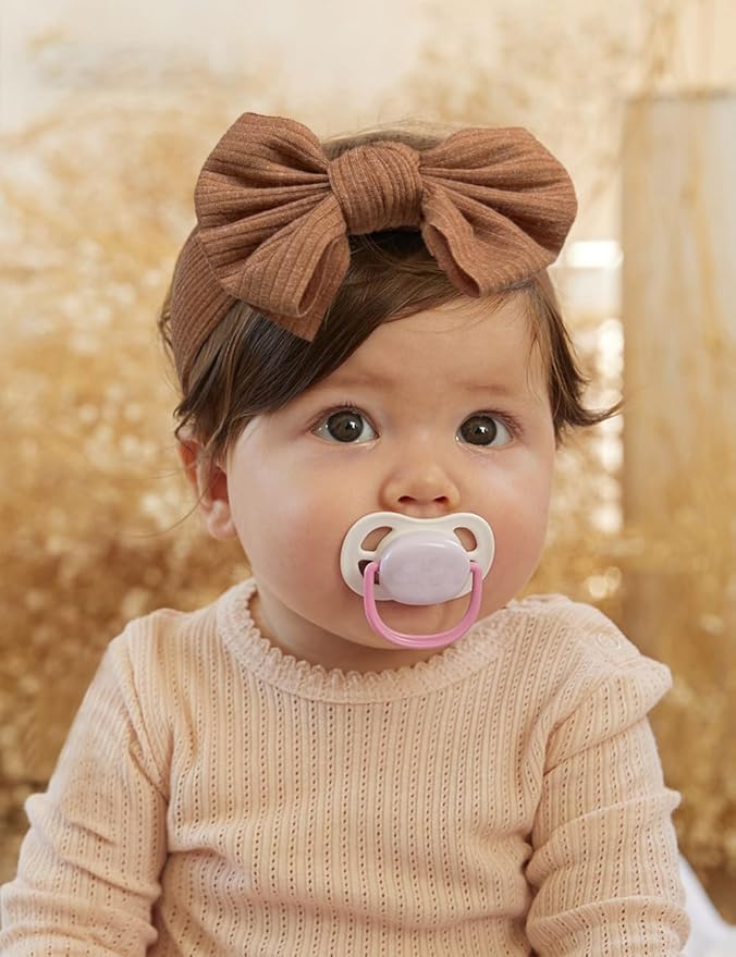 6 Pack Pink Baby Girl Headbands and Bows, Handmade Infant Headband Bows for Baby Girls Head Wraps Newborn Toddler Bonnet Unisex (03H-01)