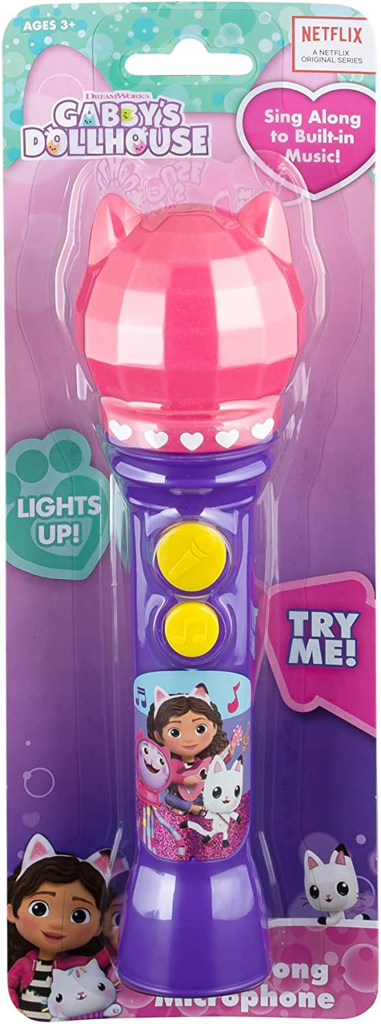 DreamWorks Gabby's Dollhouse Toy Microphone for Kids, Musical Toy for Girls with Built-in Music