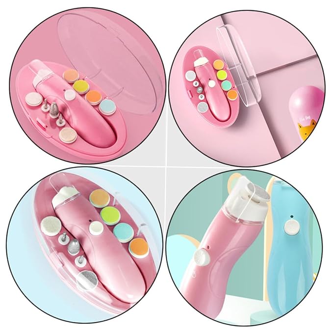 Ipetboom 1 Set Nail Nail Drill Kit Nail Files Nail Kits Electric Nail File Kit Nail Kit Bag Children Electric Manicure Kit Electric Polish Sharpener Electric Nail Trimmer Kit, 11.8x4cm, Pink