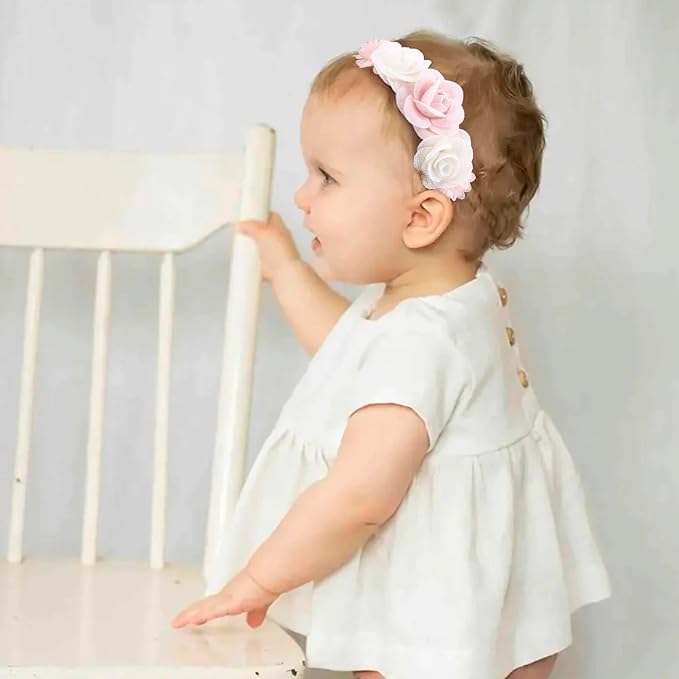 New Model Baby Girl Nylon Headbands Nylon Flower Elastic Hairbands 3pcs Hair Accessories Gift for Newborn Infant Toddlers (BF-XKFD001)
